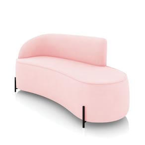 Sofá 3 Lugares Orgânico 180cm Pé Ferro Preto Morgan Suede Rosa Bebê D03 - D`Rossi