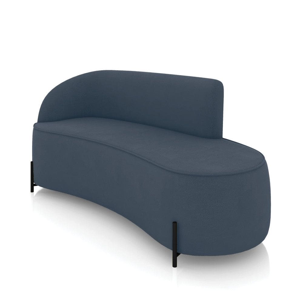 Sofá 3 Lugares Orgânico 180cm Pé Ferro Preto Morgan Suede Azul Mar D03 - D`Rossi