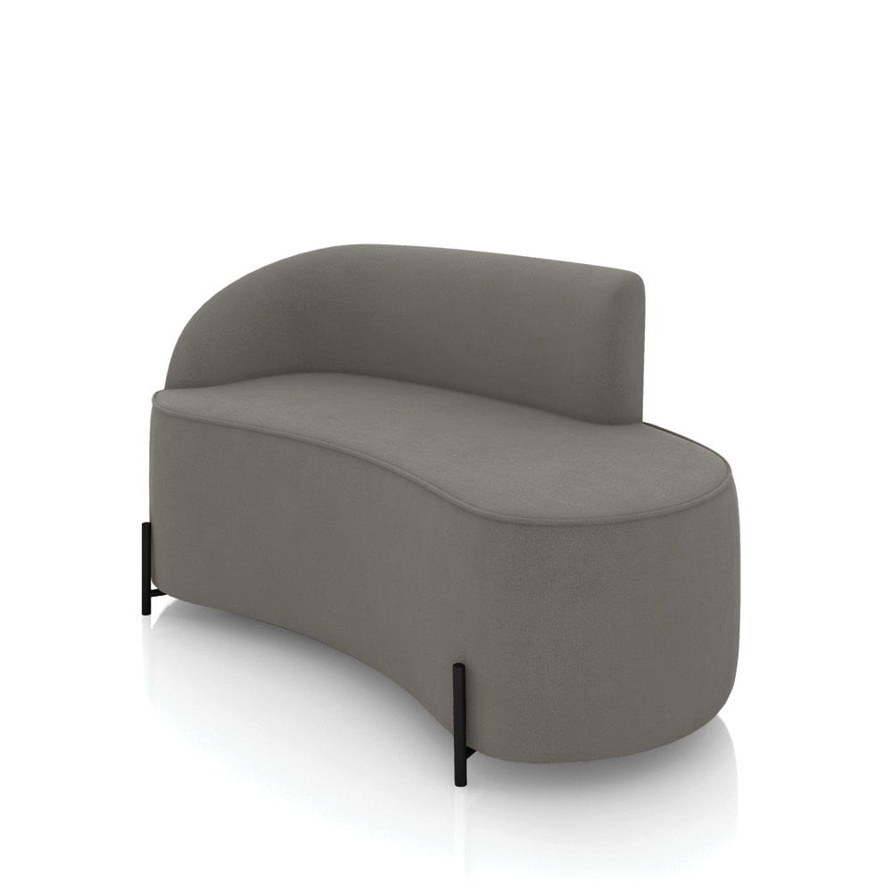 Sofá 2 Lugares Orgânico 140cm Pé Ferro Preto Morgan Suede Grafite D03 - D`Rossi