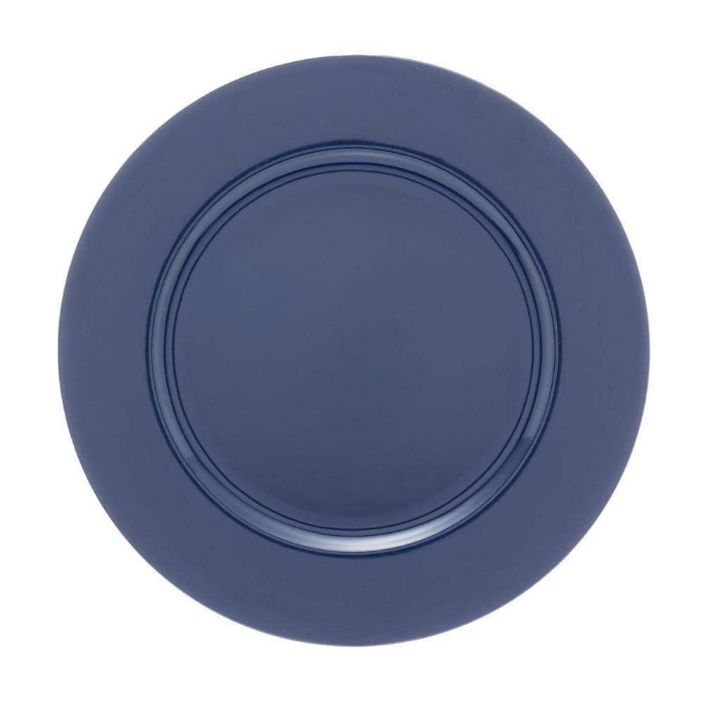 Jogo 2 Sousplat Redondo Plástico Opala Azul 33cm Base De Prato Lyor