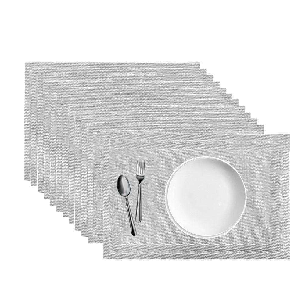 Jogo 12 Lugar Americano Retangular Mesa Prata 30x45cm Pp Em Casa Tem