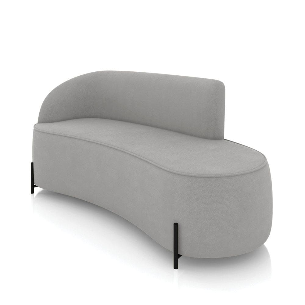 Sofá 3 Lugares Orgânico 180cm Pé Ferro Preto Morgan Suede Cinza D03 - D`Rossi