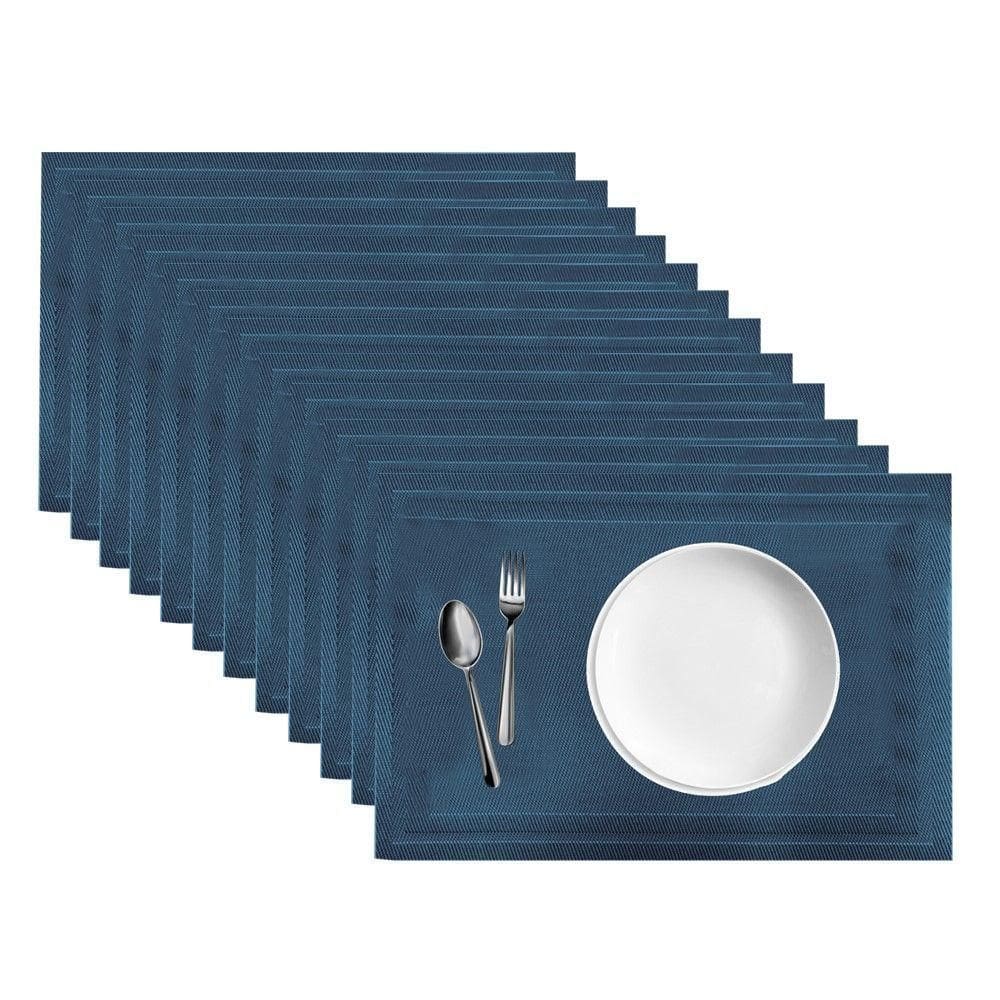 Jogo 12 Lugar Americano Retangular Mesa Azul 30x45cm Pp Em Casa Tem
