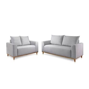 Conjunto 2 E 3 Lugares Vancouver Luxo Linho Jc Estofados Cinza