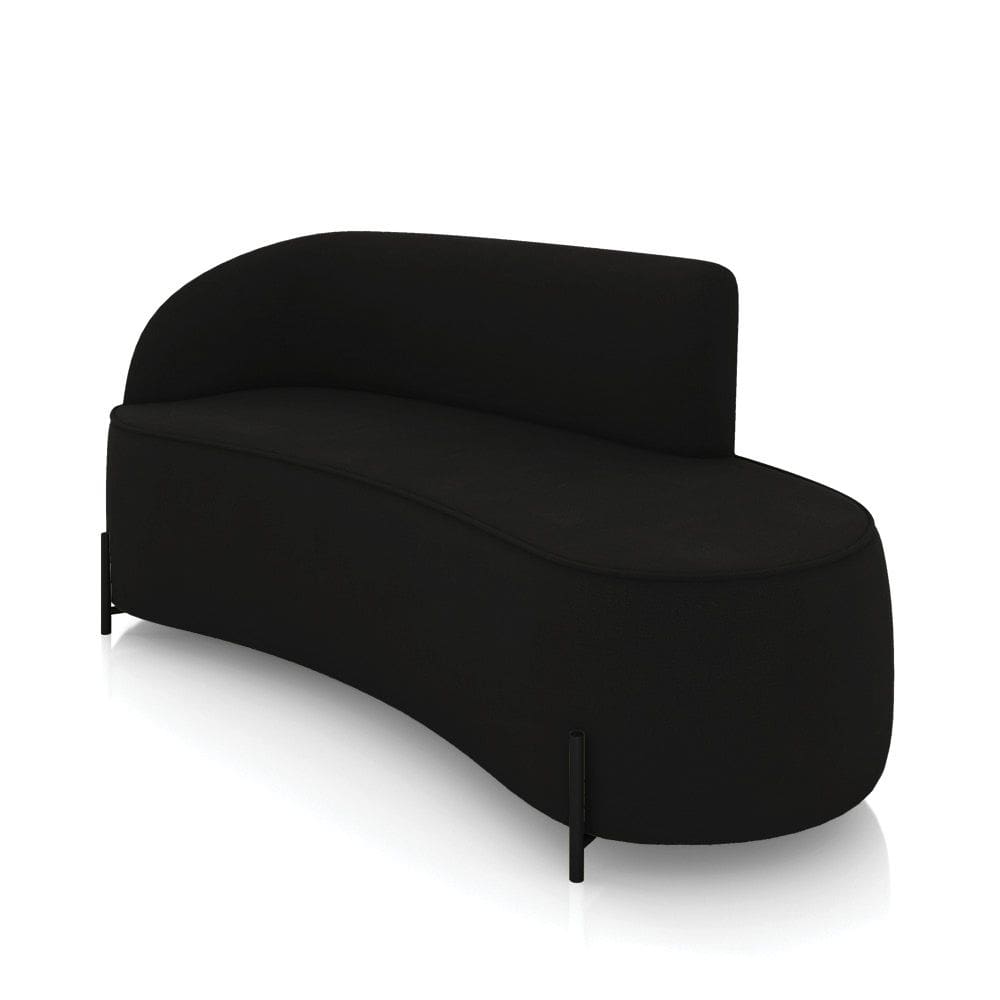 Sofá 3 Lugares Orgânico 180cm Pé Ferro Preto Morgan Suede Preto D03 - D`Rossi