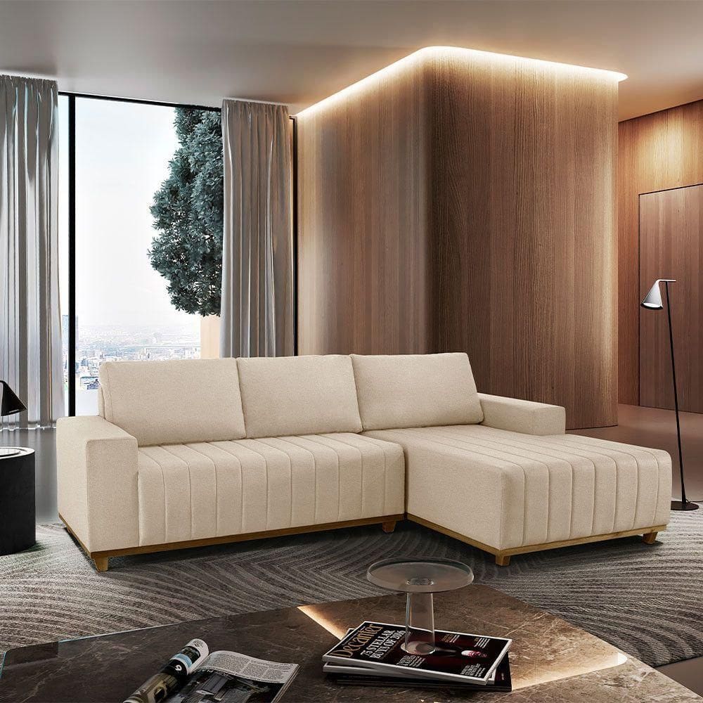 Sofá Boreal De 200cm B25 Chaise Lado Direito Meu Sofá Online A294 Linho Creme