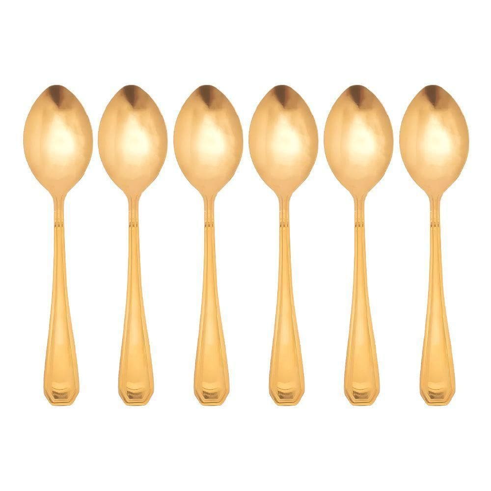 Jogo 6 Colheres Dourada De Mesa Sopa Jantar Victoria Gold Inox Fratelli