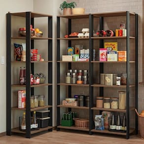 Armário Estante Multiuso Organizador Despensa De Canto 15 Prateleiras 177cm Rustic/preto Madesa