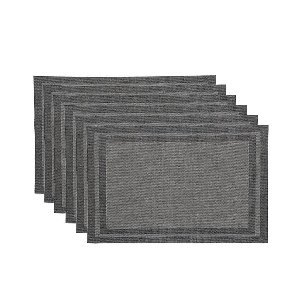 Jogo 6 Lugar Americano Cinza Preto Mesa De Jantar 30×45 Pp Em Casa Tem