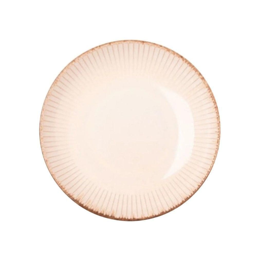 Jogo 2 Prato Fundo Para Massas Cerâmica Linear Branco 23cm Lyor