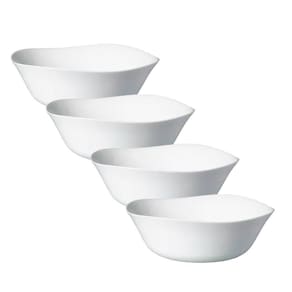 Jogo 4 Bowl De Vidro Opalino Branco Quadrado Tigela Sobremesa 15cm Em Casa Tem