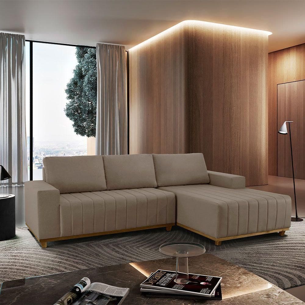 Sofá Boreal De 230cm B25 Chaise Lado Direito Meu Sofá Online B002 Veludo Capuccino