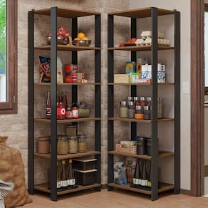 Armário Estante Multiuso Organizador Despensa De Canto 10 Prateleiras 118cm Rustic/preto Madesa