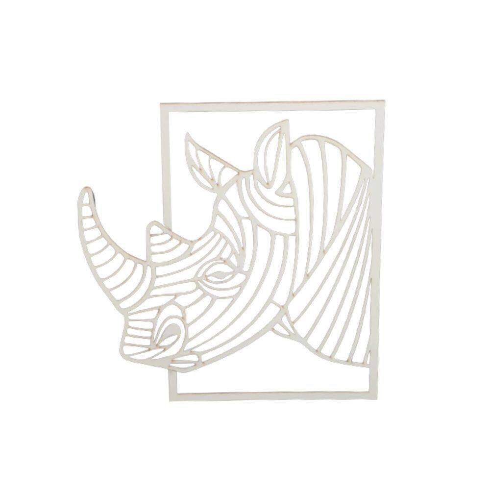 Placa Rinoceronte 3d Decoração Ambiente Branco Mdf 3mm [f031]