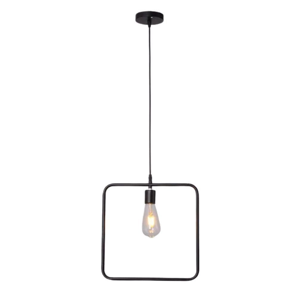 Pendente Quadrado Em Aço Lt-860-403 E27*1 Bivolt Preto