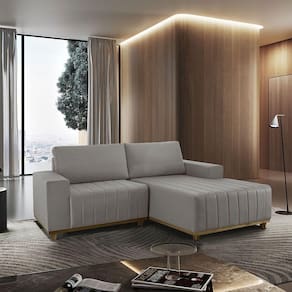 Sofá Boreal De 185cm B25 Chaise Lado Direito Meu Sofá Online A230 Linho Cinza