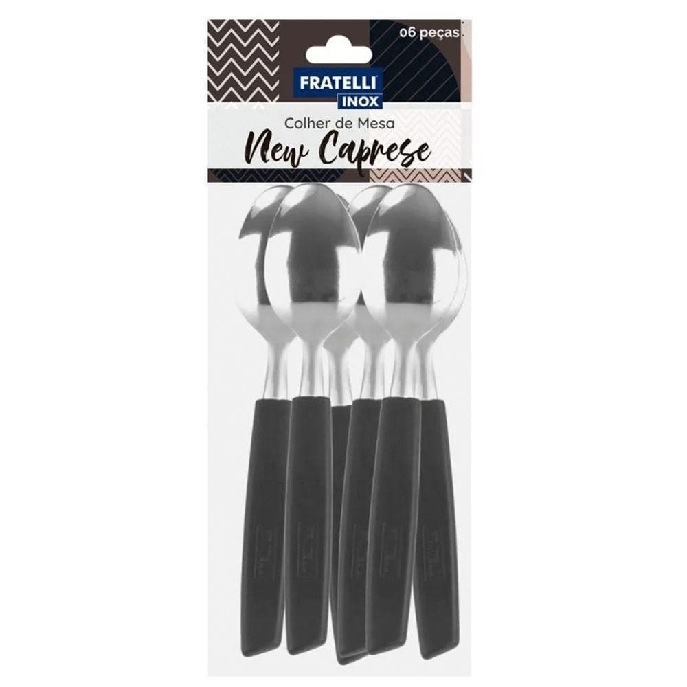 Jogo 12 Colheres De Mesa New Caprese Preto Fratelli Inox