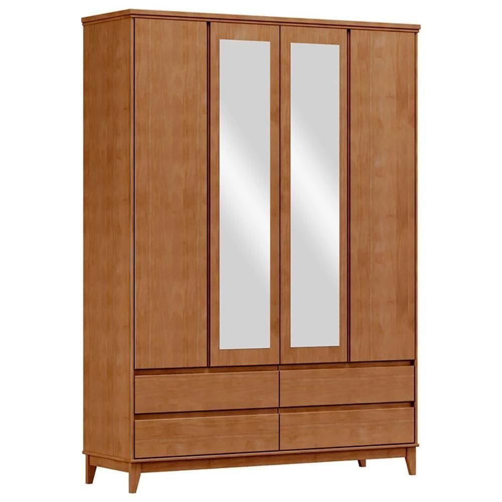 Guarda Roupa 4 Portas 4 Gavetas Espelho Mdf 160 Cm 2813 Freijo Milani Store