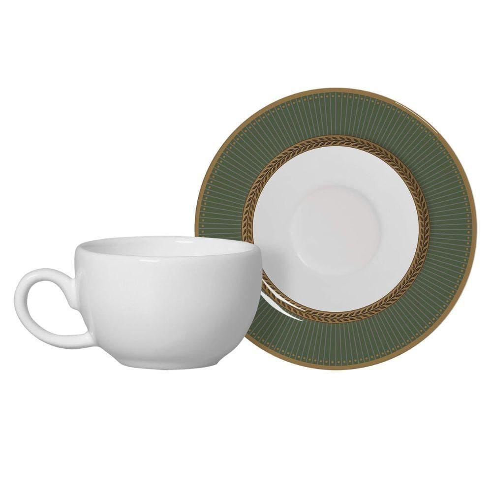 Xícara De Café Branca Com Pires Celebrate Verde Cerâmica Alleanza