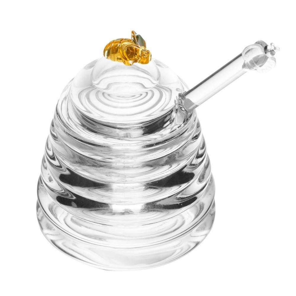 Meleira Porta Mel Recipiente Com Colher Cristal Ecológico Little Bee Abelha Colmeia Lyor