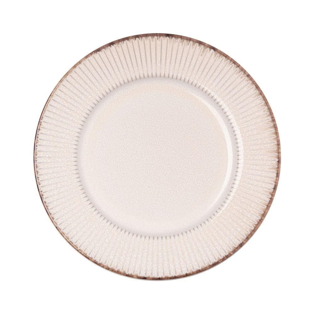 Jogo 6 Prato De Sobremesa Cerâmica Linear Branco Premium 20cm Lyor