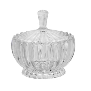 Bomboniere Potiche Decorativo Baleiro De Cristal Com Tampa Geneva 17cm Wolff