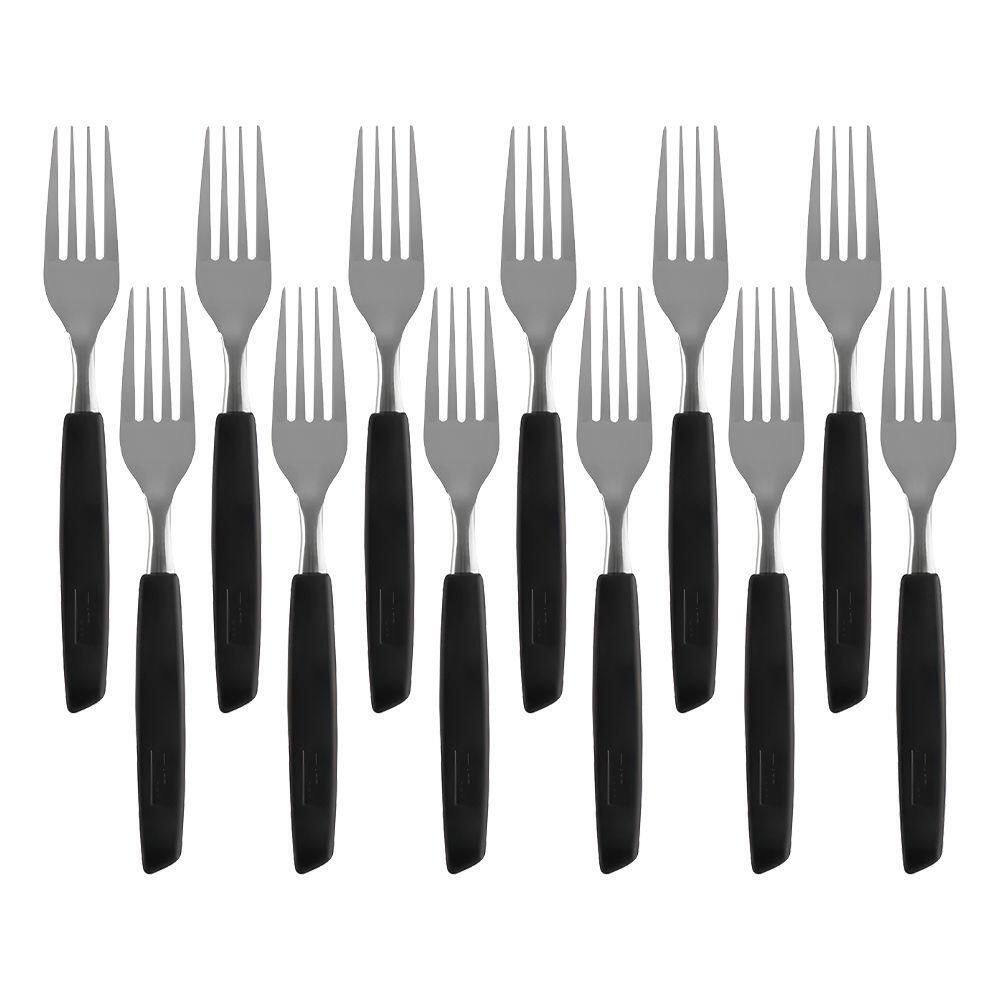 Jogo 12 Garfos De Mesa New Caprese Preto Fratelli Inox