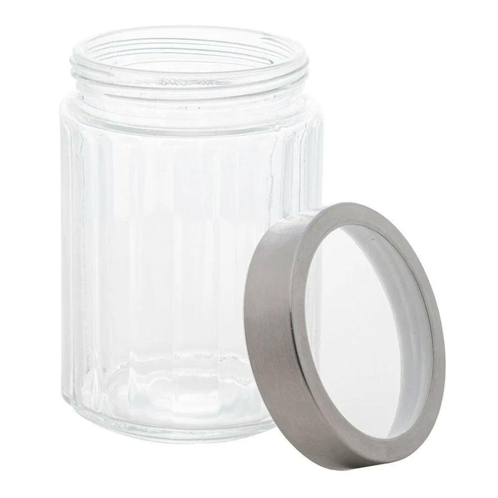 Pote De Vidro Porta Mantimentos Vidro Com Tampa Inox Para Grãos Cereais 1200ml 18cm Lyor