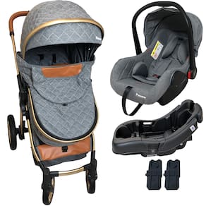Carrinho de Bebe Bebe Conforto Base Passear Baby Ares Plus Cinza