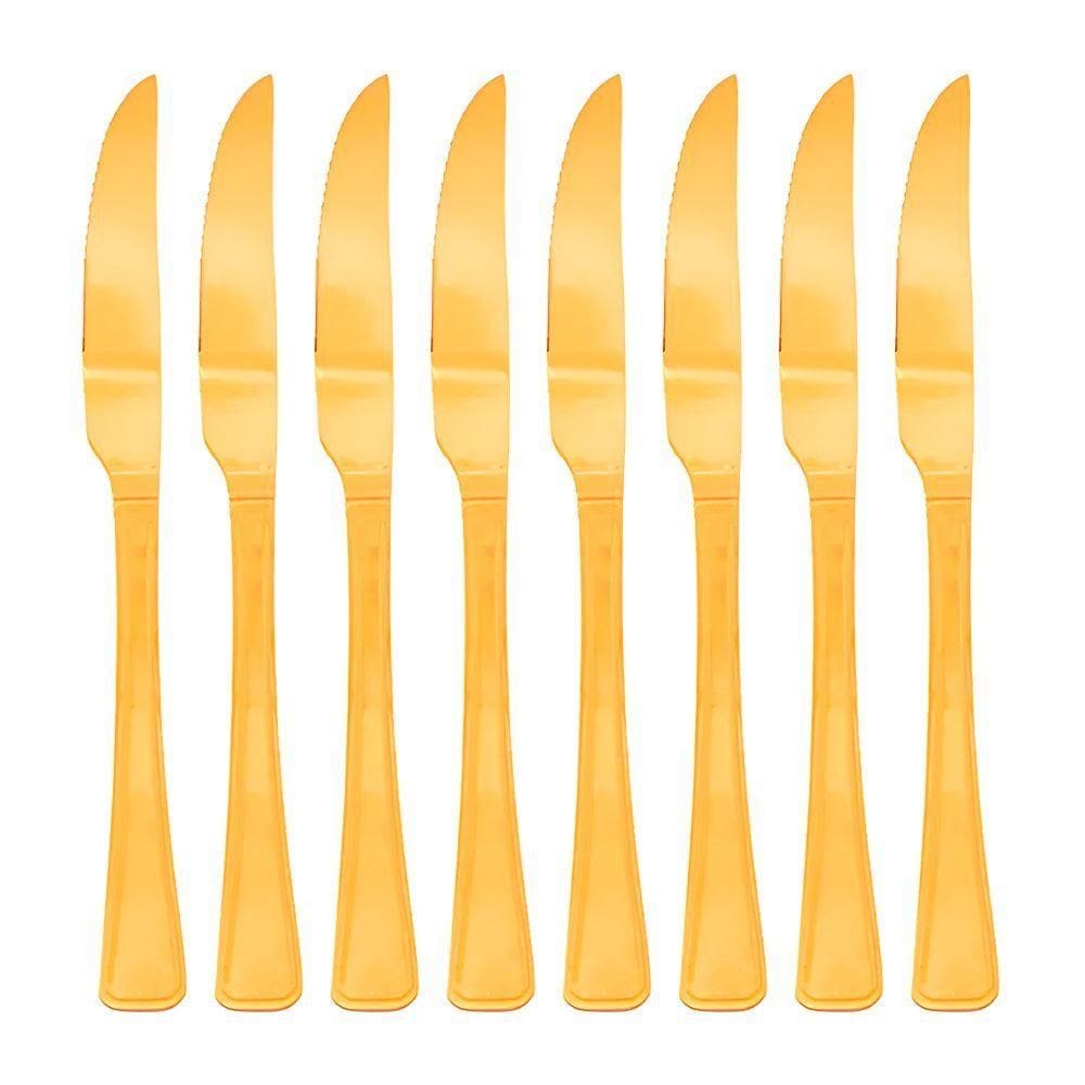 Jogo 8 Facas Dourada De Churrasco Jantar Victoria Gold Inox Fratelli
