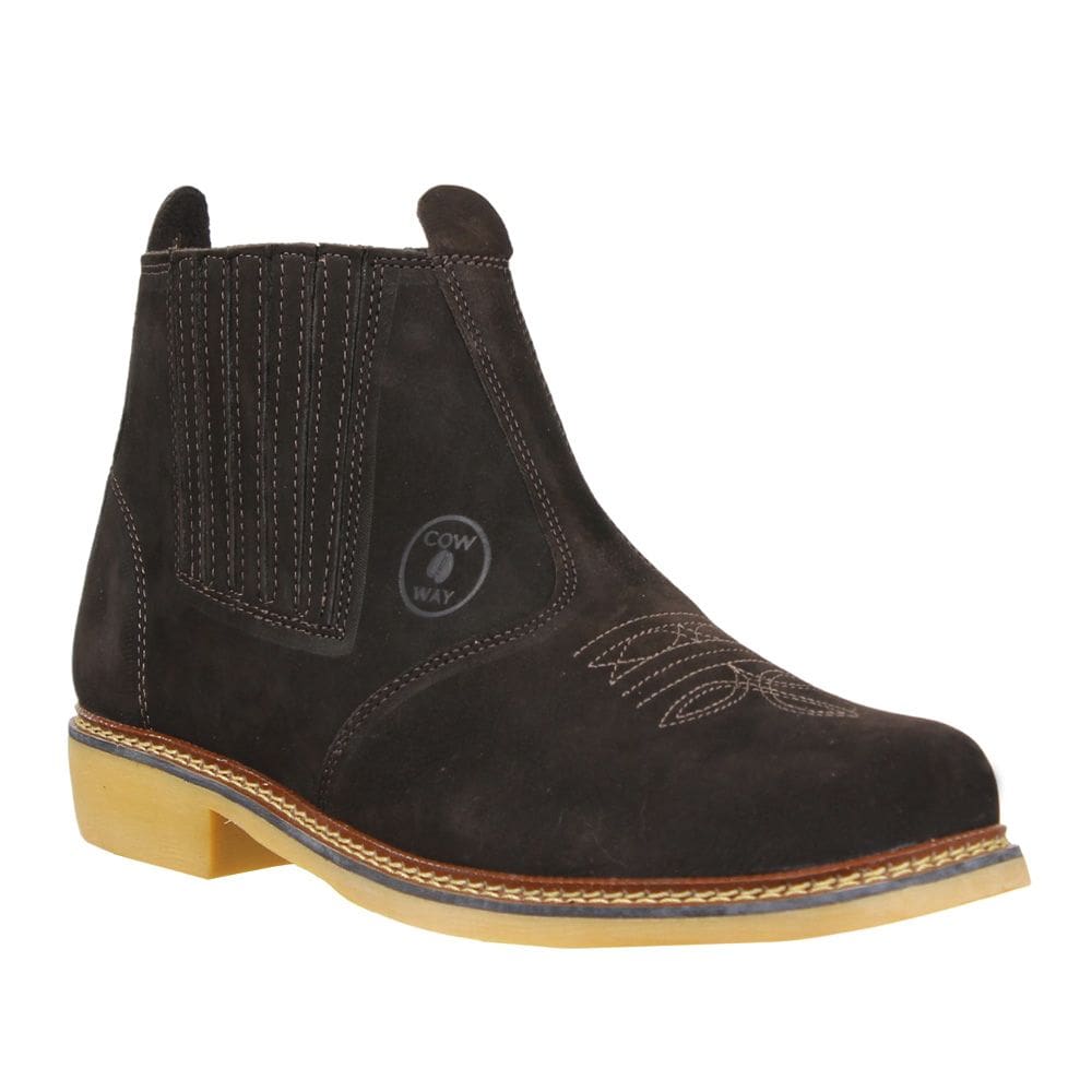 Botina Masculina Cow Way Nobuck Café Bico Quadrado 35318