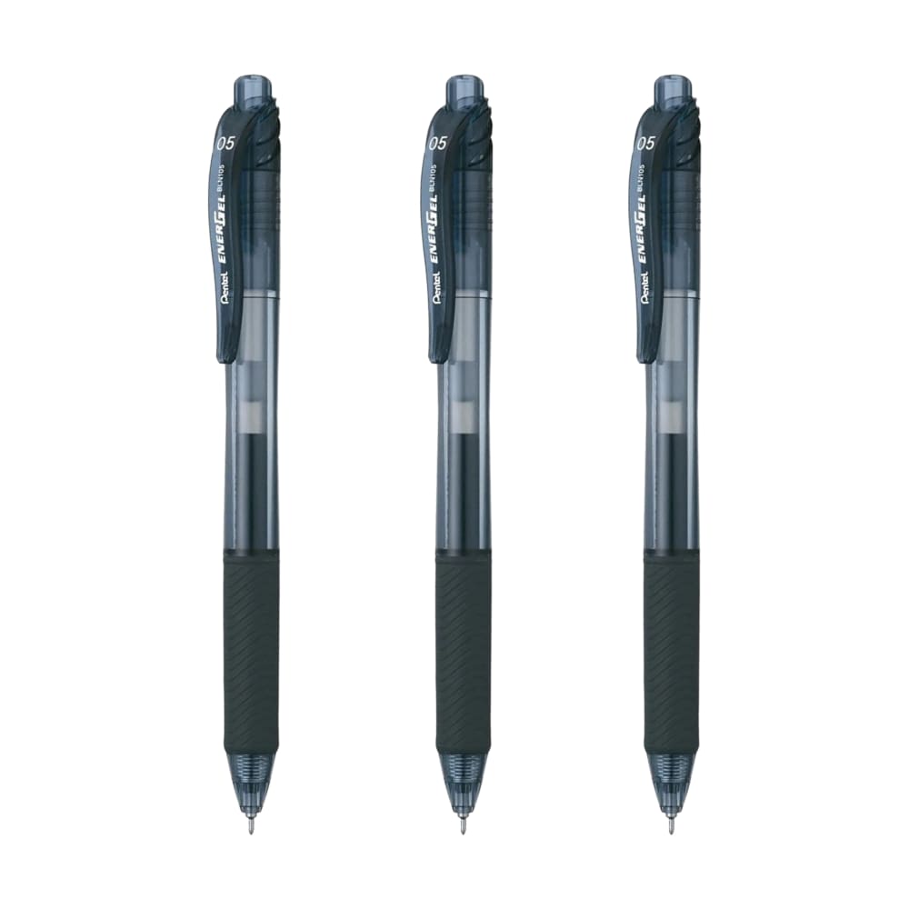 kit 03 Canetas EnerGel-X Retrátil 0.5mm Preta - Pentel
