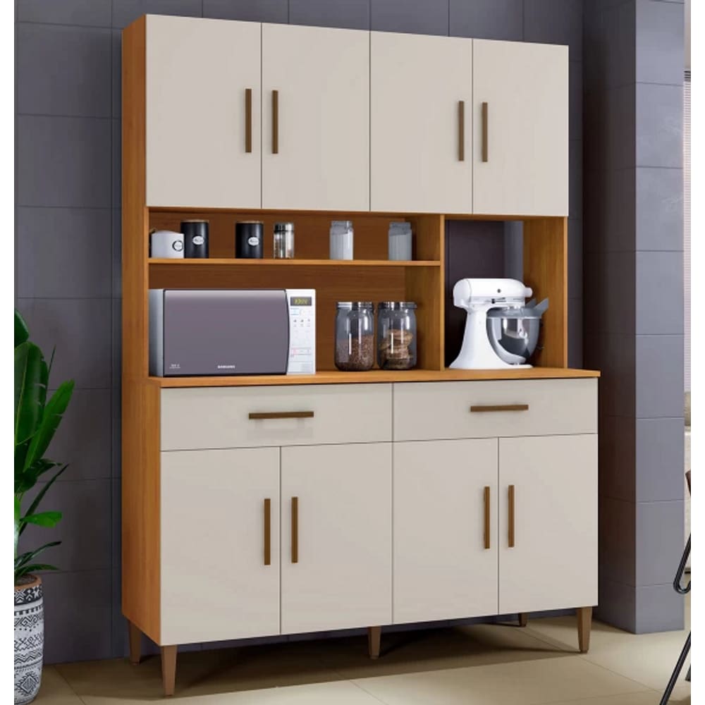 Kit Fortaleza 8 Portas 2 Gavetas Kaiki Móveis - Nature/Off