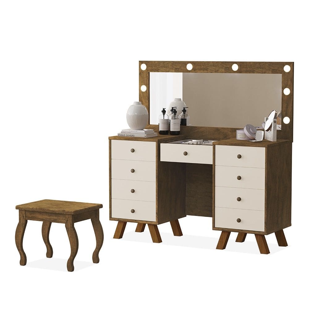 Penteadeira Camarim com Banqueta Mila Malbec Off White Luapa