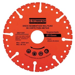 Disco de Corte Segmentado 115mm Multiuso Diamantado para Aço Inox, Metal, Cerâmica e Mármore - Starfer
