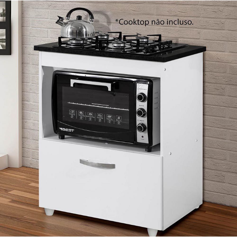 Balcão Para Cooktop Salvia Kaiki Móveis - Branco