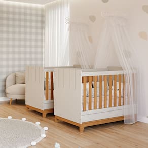 Quarto bebê gêmeos com 2 Berços Mini Cama Liza Permobili