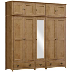 Guarda Roupa 10p 3g Espelho Madeira Maciça 220 Cm 9139 Freijo Milani Store