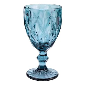 Taça De Vidro Diamond Diamante Azul 300ml Água Class Home