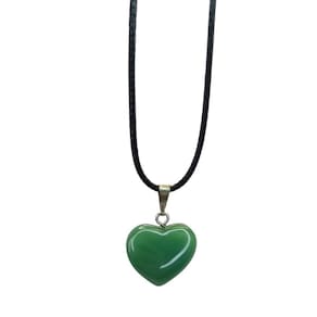 Colar Cordão Pingente De Pedra Quartzo Verde Coração