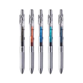 Kit 05 Canetas Gel Energel Infree Pentel 0.5mm Ponta Fina Coloridas Tecnologia Japonesa