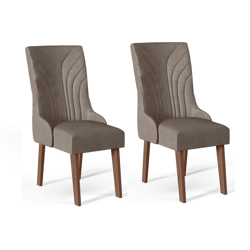 Conjunto com 02 Cadeiras de Jantar Kira Amendoa 01A