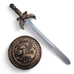 Kit Guerreiro Espada E Escudo Redondo Falcão Combate Jr0944