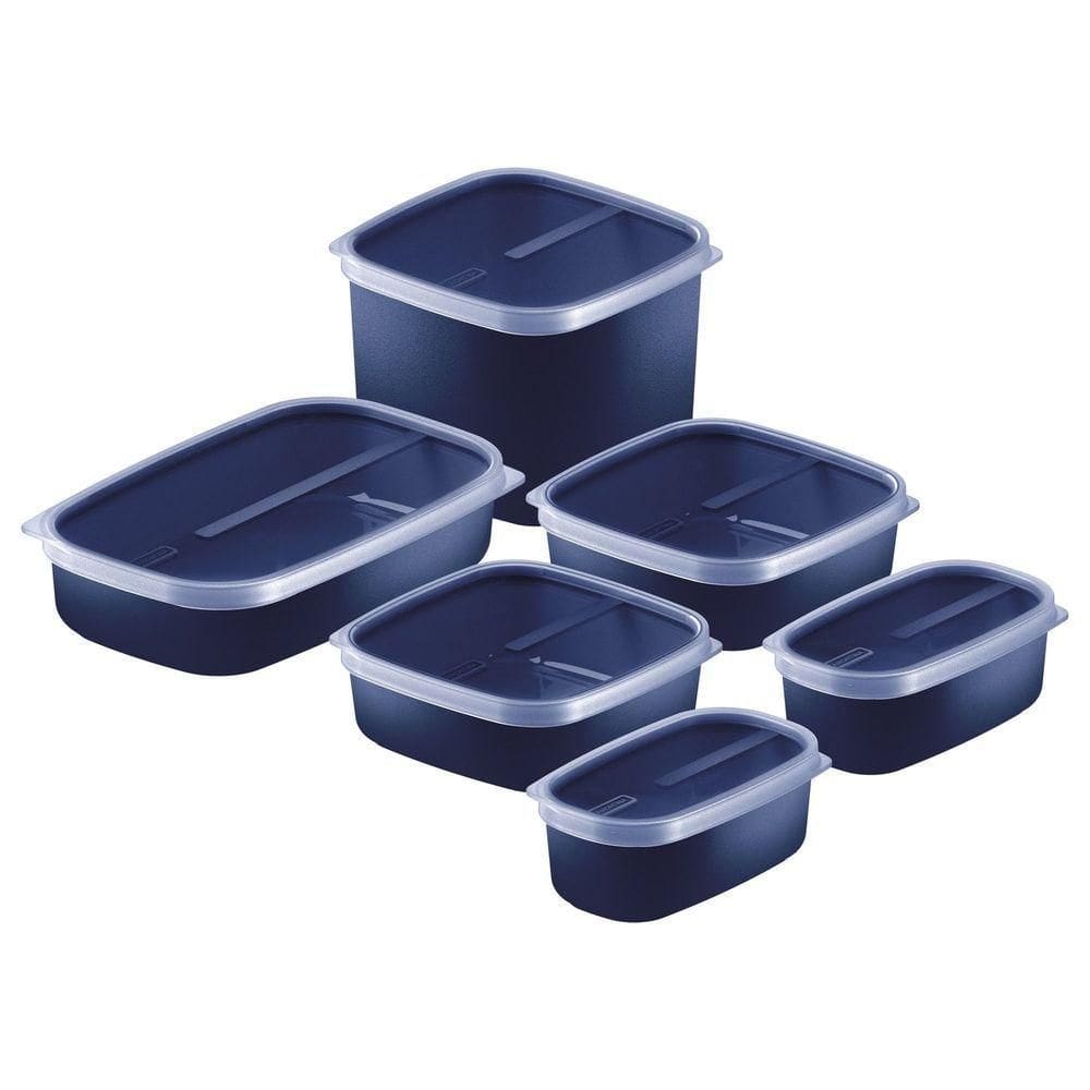 Jogo De Potes Tramontina Mixcolor Em Polipropileno Azul Com Tampa Transparente 6 Peças Tramontina