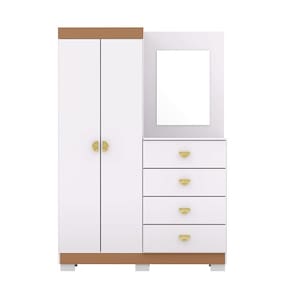 Cômoda Roupeiro Cristal Com Espelho Branco/Camarim - Vila Rica Móveis