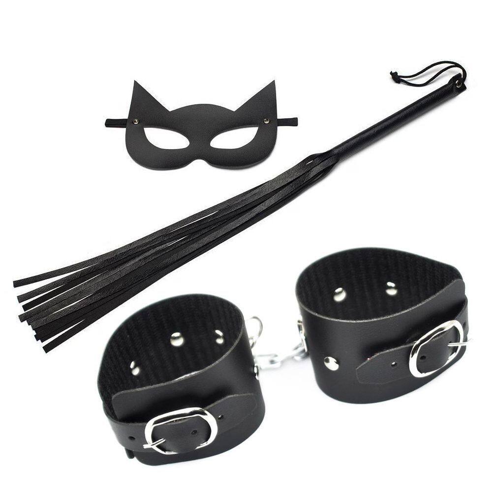 Kit Máscara Mulher Gato, Chicotinho e Bracelete Sintético