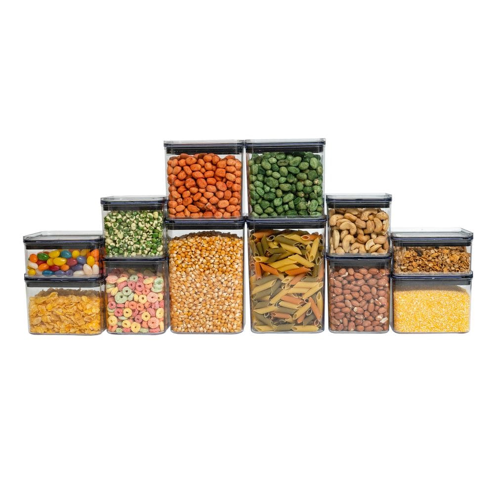 Kit 12 potes de acrílico com tampa herméticos quadrados - Tüd
