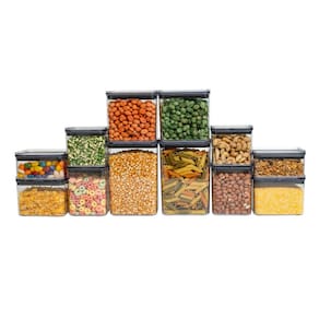 Kit 12 potes de acrílico com tampa herméticos quadrados - Tüd