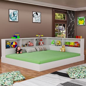 Cama De Chão Infantil Com Nichos Sem Estrado Em MDF