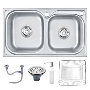 Cuba Dupla Cozinha Gourmet 68x39cm Completa Aço Inox Prata Brinovar